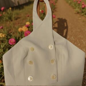 La Mouette Cream Halter Blouse